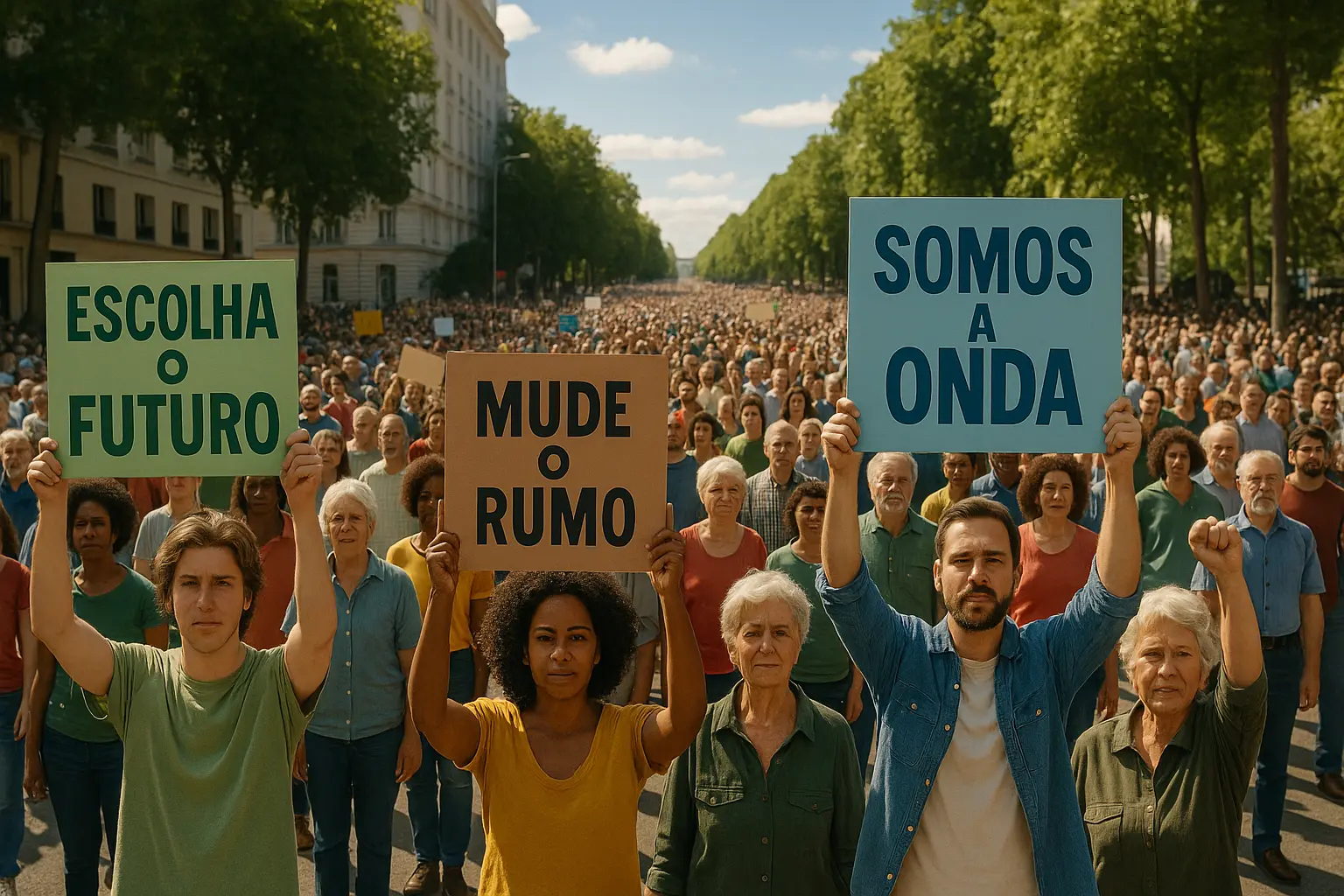 Coragem em forma de onda humana